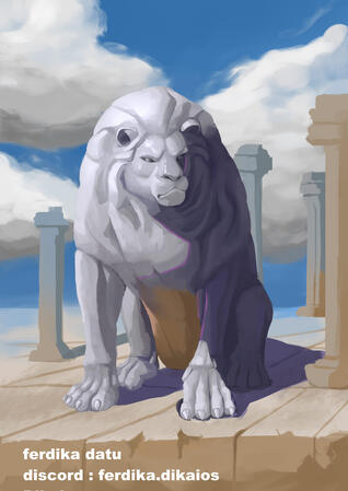 Stone lion statue